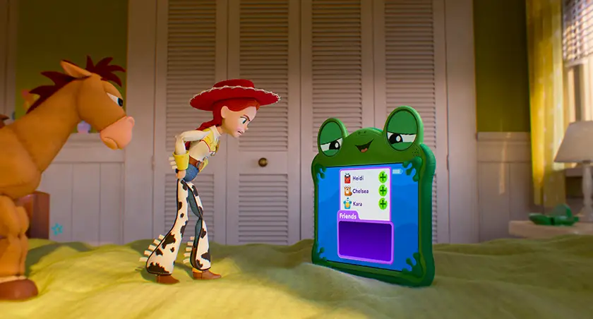 (L-R): Bullseye, Jessie, and Lilypad in Disney and Pixar's Toy Story 5.