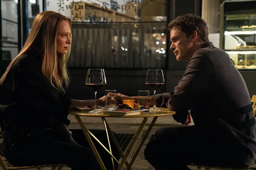 Uma Thurman as Charley and Michael C. Hall as Dexter Morgan in ‘Dexter: Resurrection’ Season 2, which this article explores everything we know about