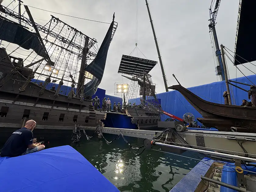 A still from the set of House of the Dragon Season 3, featuring the naval battle and PJ Dillon, whom we interview, shooting it