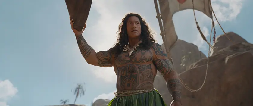 Dwayne Johnson as Maui in Disney's 2026 live-action MOANA.