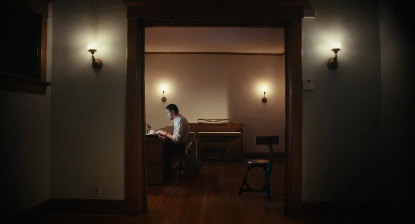 A man sits at his computer in a still from The Basics of Philosophy