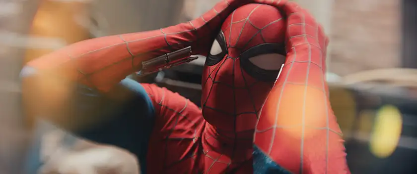 Spider-Man puts his hands on his head in Columbia Pictures' SPIDER-MAN™: BRAND NEW DAY.