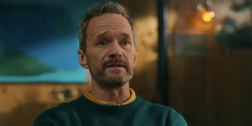 Neil Patrick Harris, whom we interview with Bella Ramsey, cries in a still from the movie Sunny Dancer
