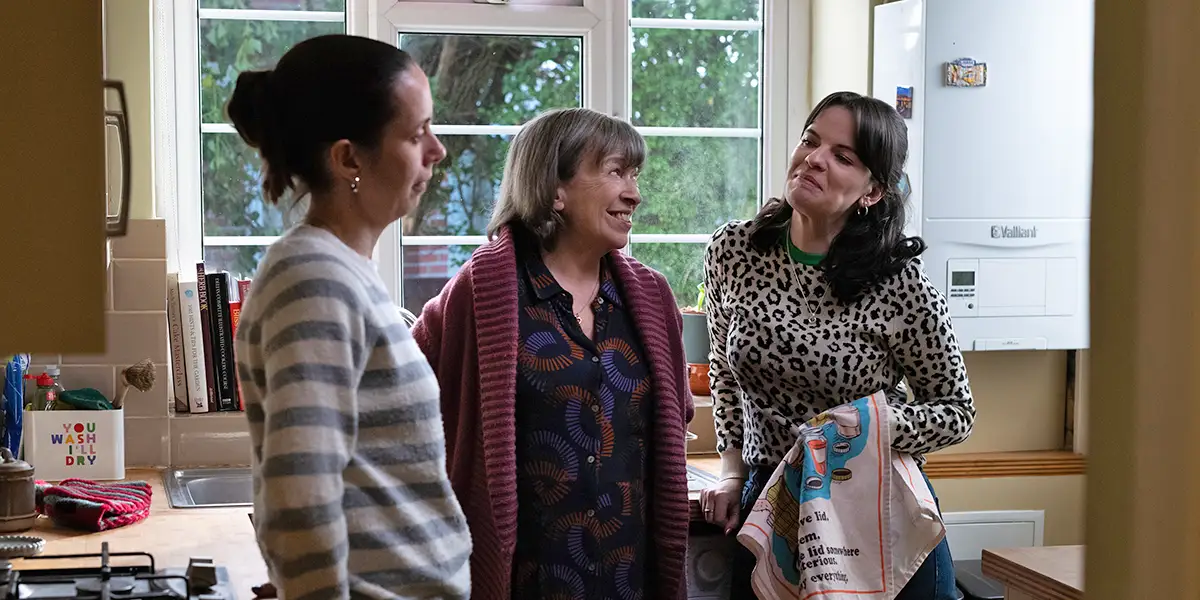 Kate O'Flynn, Marion Bailey, and Alice Bailey Johnson in Tender Loving Care, one of the 30 movies to watch at the 2026 BFI London Film Festival according to Loud and Clear Reviews