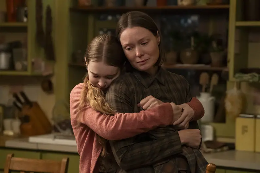 Summer H. Howell and Samantha Sloyan hug in a still from the series Carrie (2026)
